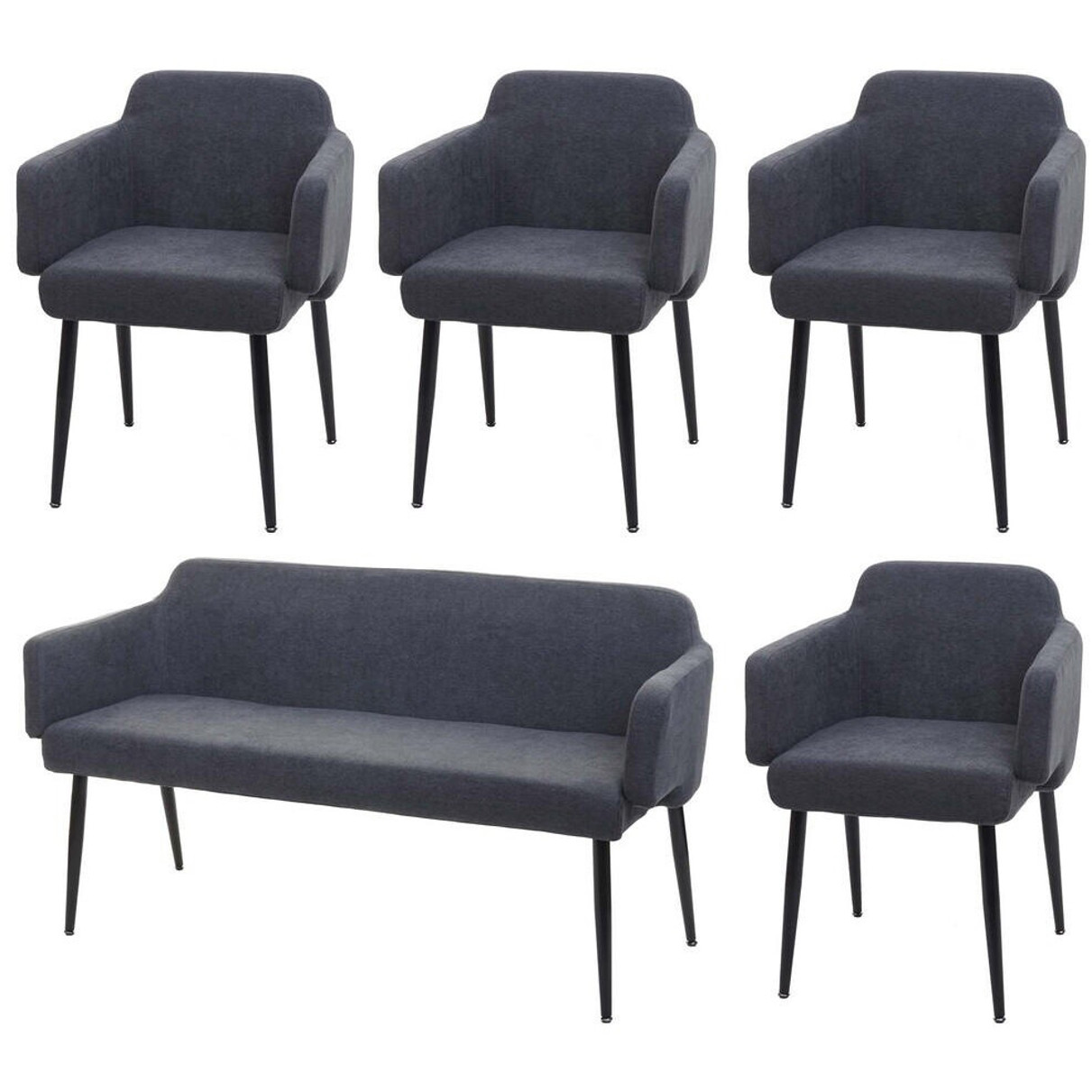 Anthrazitfarbenes MCW Esszimmer-Set aus Textil - 133 x 77 x 56 cm (Artikelnummer: 800000678656)