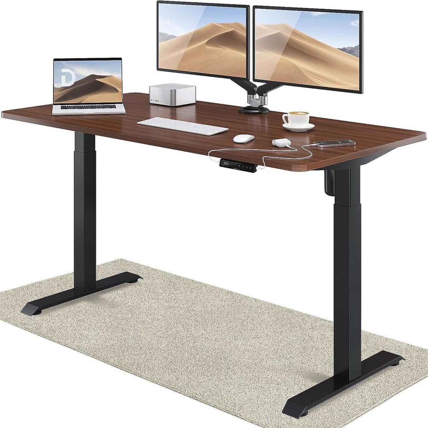 Desktronic Home One Schreibtisch 160x80 cm Nussbaum Schwarz