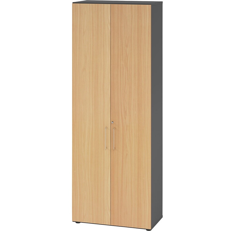 EUROKRAFT Büroschrank 6OH mit Türen in Graphit/Buche (V968T6/G/6/BS)