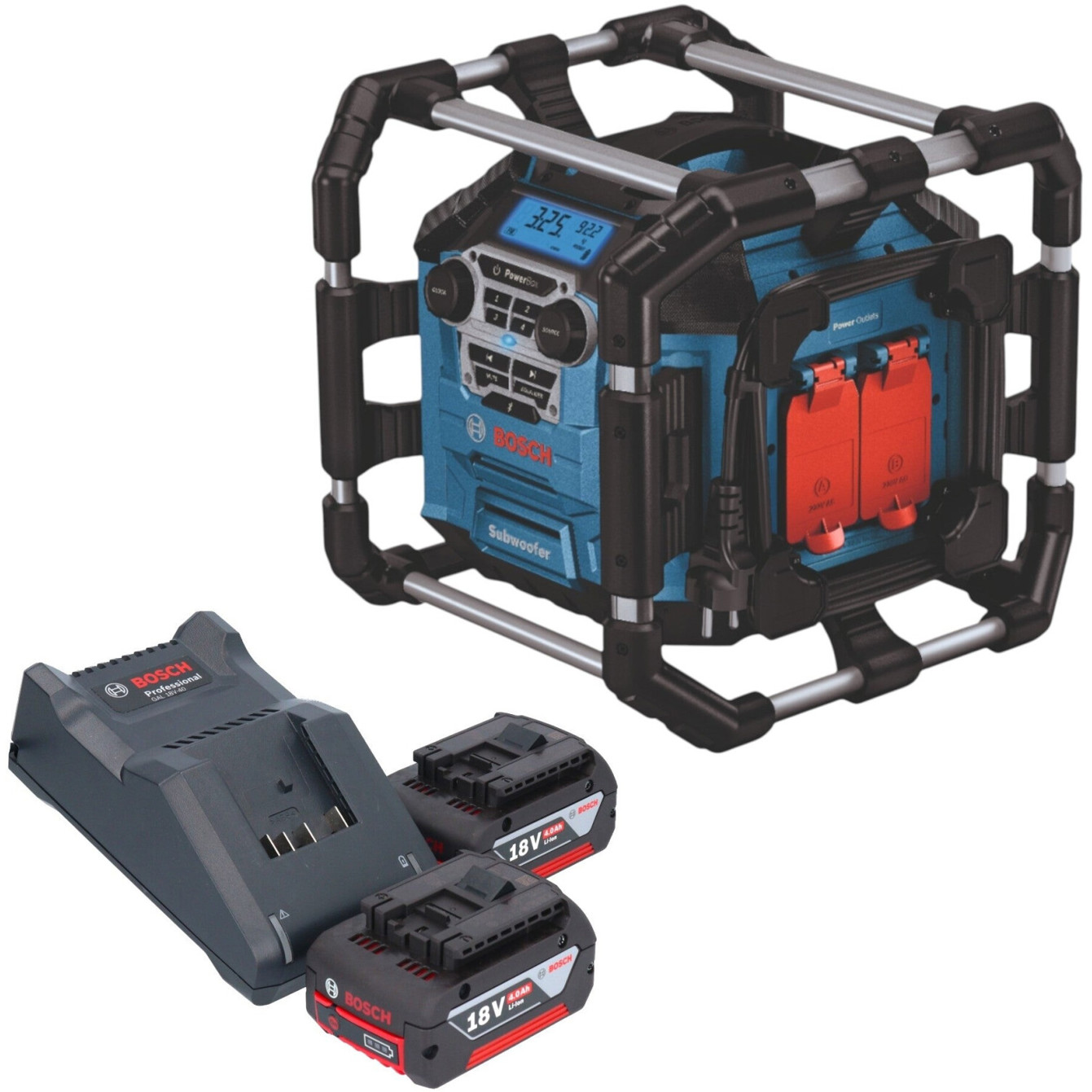 Bosch Professional GPB 18V-5 C Akku Radio - 18V Bluetooth, inkl. 2x 4,0 Ah Akkus & Ladegerät - Schwarz