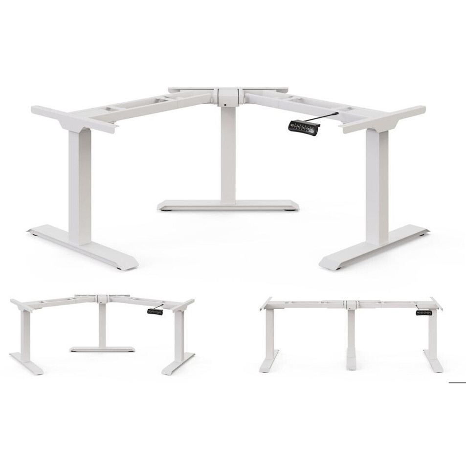 Deskspace Corner Steh-Sitz-Tischgestell - Winkelverstellbar in Weiß