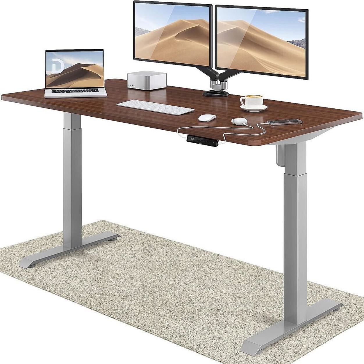 Desktronic Home One Schreibtisch 160x80 cm - Nussbaum/Grau