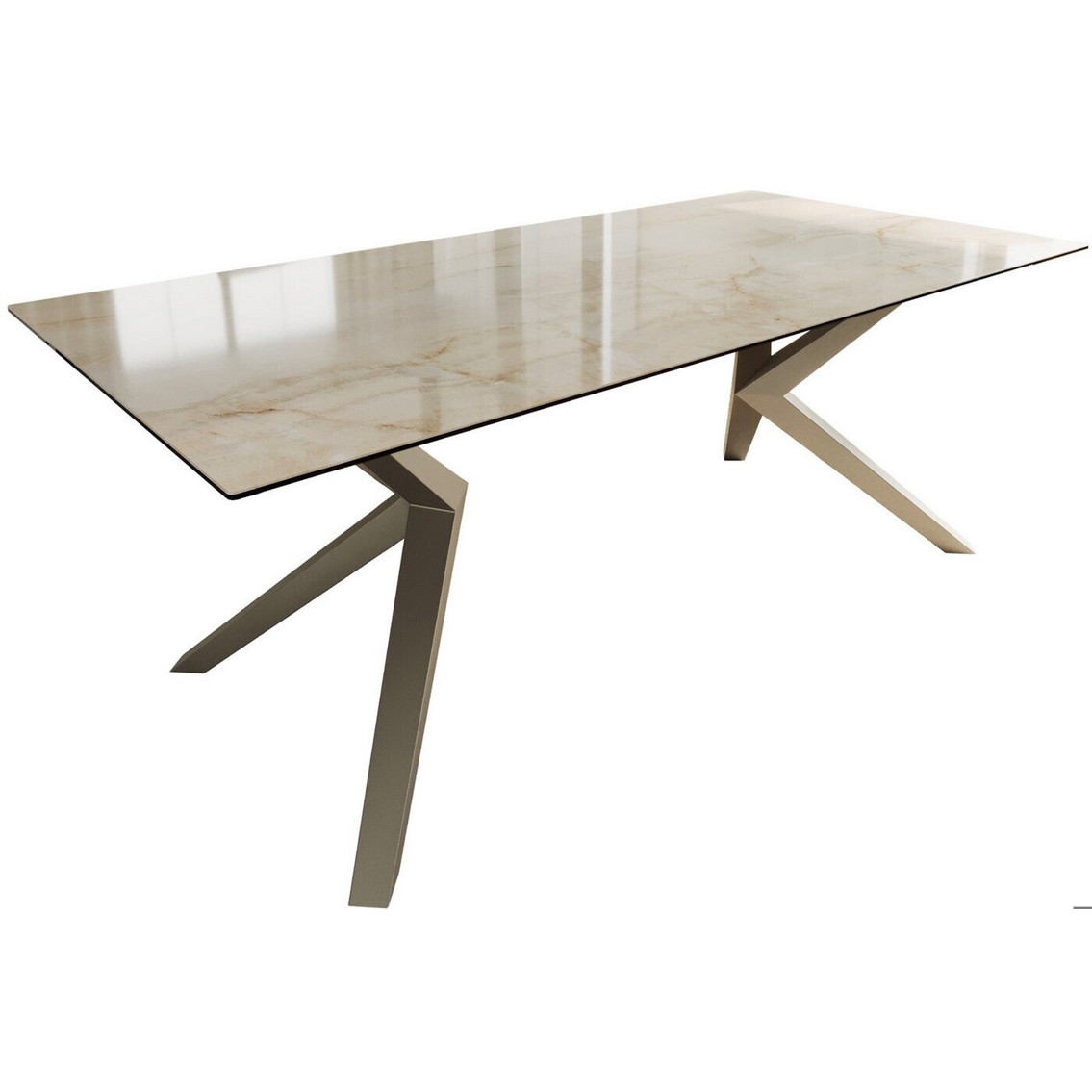 DeLife Esstisch Edge - 200x100 cm, Keramik Laminam, Titan Effektfinish