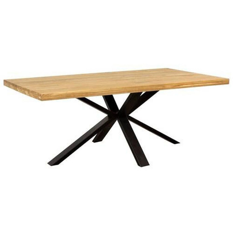 CarryHome Rechteckiger Esstisch aus massiver Eiche in X-Form - 100x75x200 cm