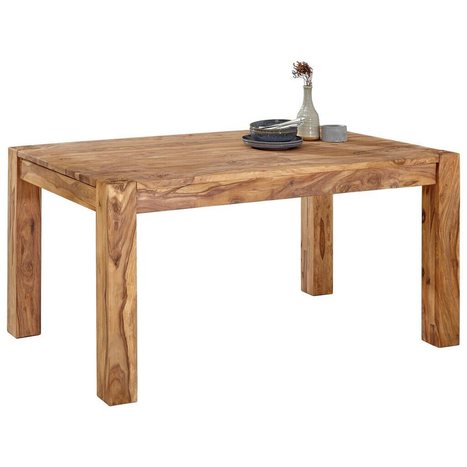 Ausziehbarer Esstisch aus Sheesham Massivholz - Rechteckig 100x77x160-260 cm