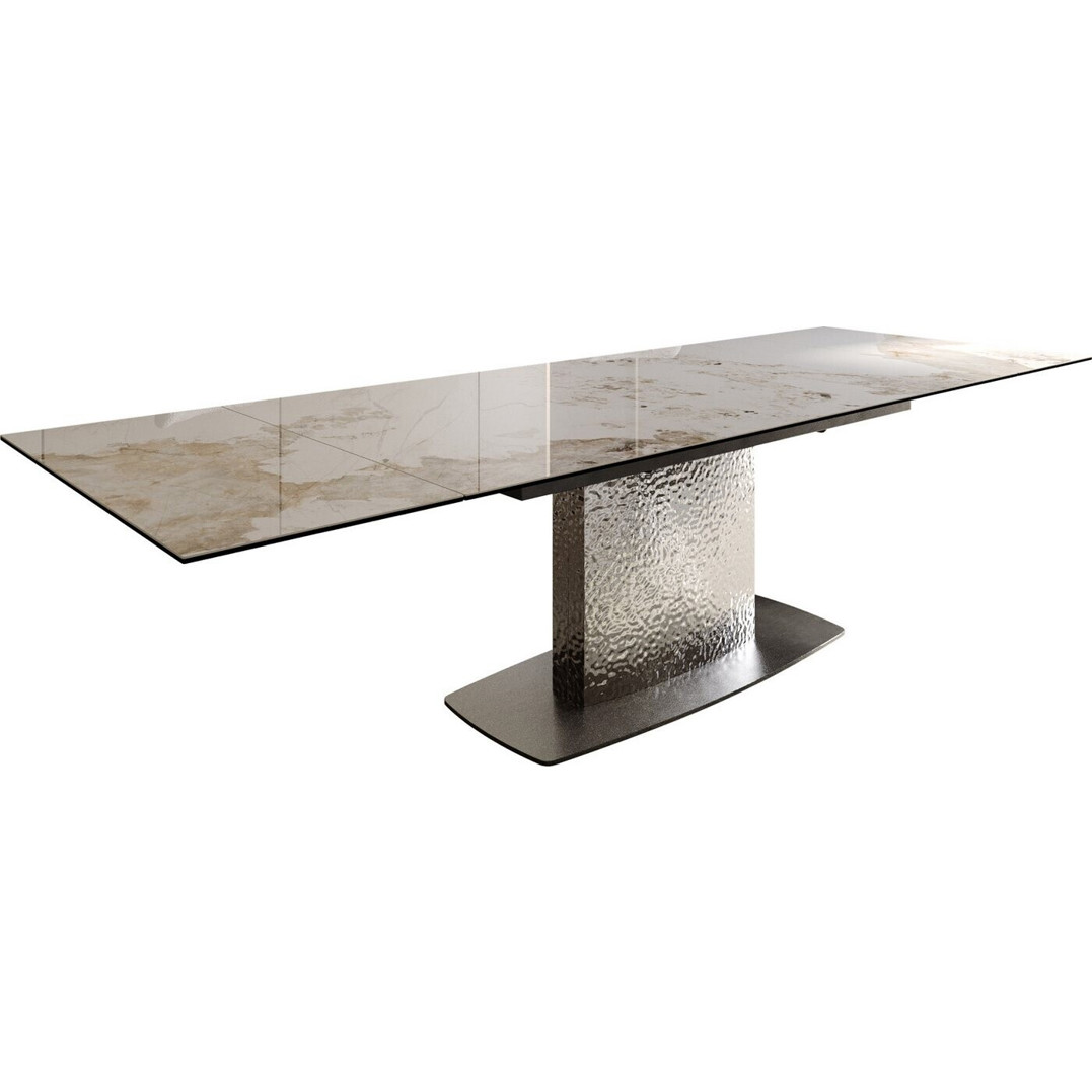 DeLife Esstisch Edge 200-300 cm - Keramik Minas Melange in Weiß-Beige (37983)