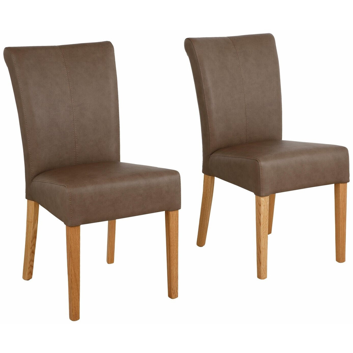 Home Affaire Esszimmerstuhl Queen – 4er Set Polsterstühle | Kunstleder & Massivholz | Braun/Eichefarben | 46x93x64 cm