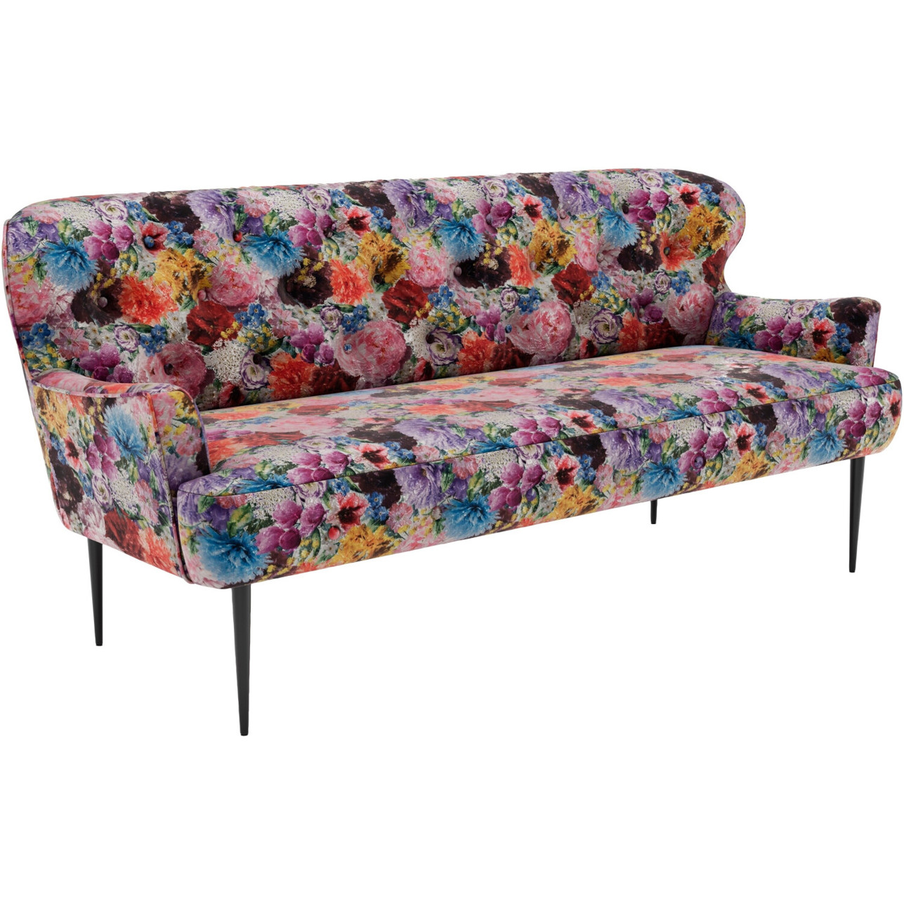 Cavadore Amba 3-Sitzer Küchensofa – Blumenmuster in Rose, 193x97x87 cm, Jacquard Flachgewebe