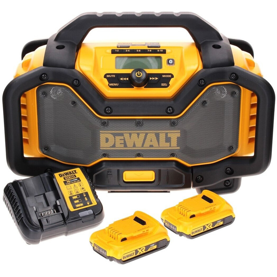 DeWalt DCR 027 D2 Akku Radio DAB+ | 10,8-18,0 V | Inkl. 2x 2,0 Ah Akkus & Ladegerät | DAB+ FM Bluetooth | Schwarz/Gelb