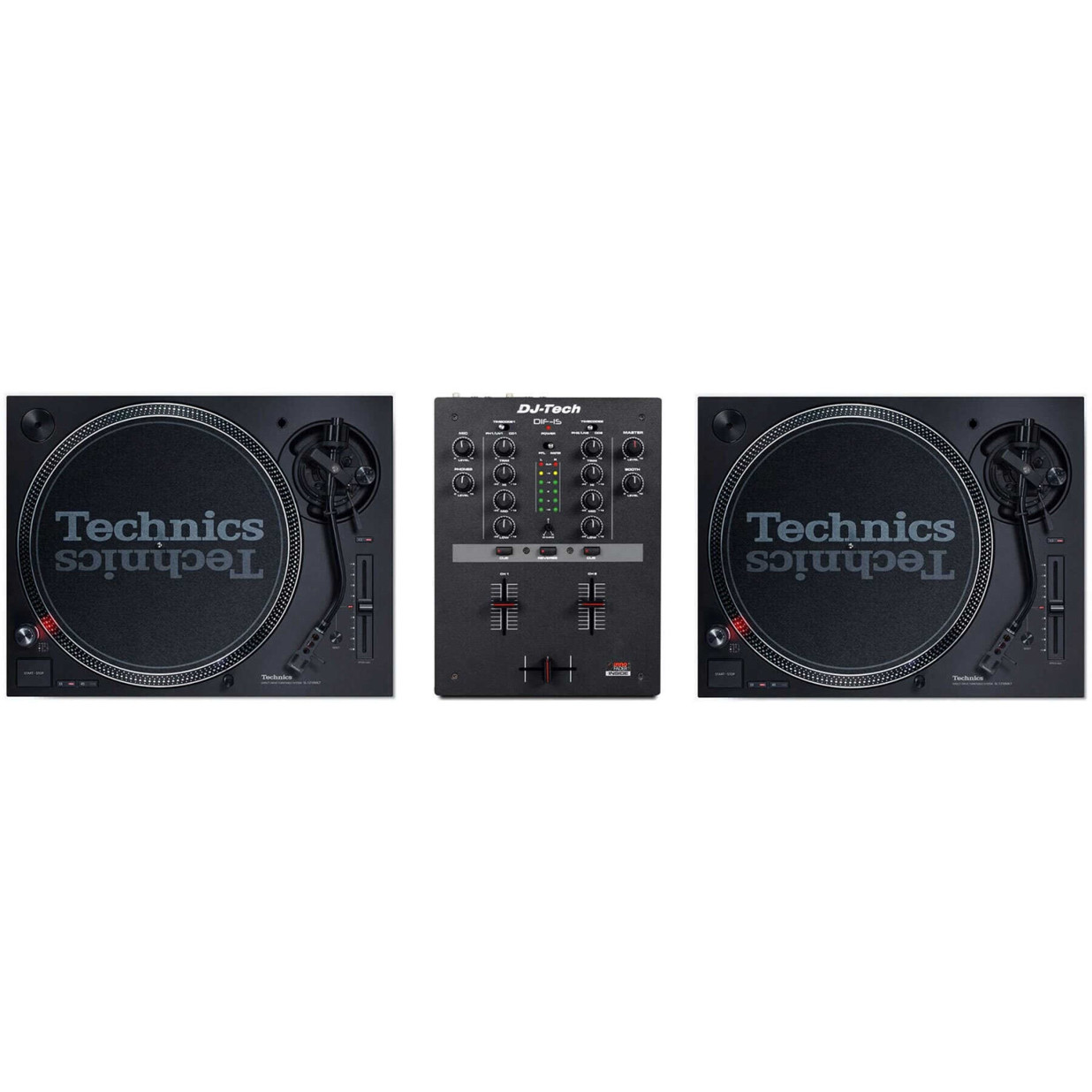 Technics SL-1210MK7 Doppel-Set mit DJ-Tech DIF-1S - Hochwertige DJ-Plattenspieler