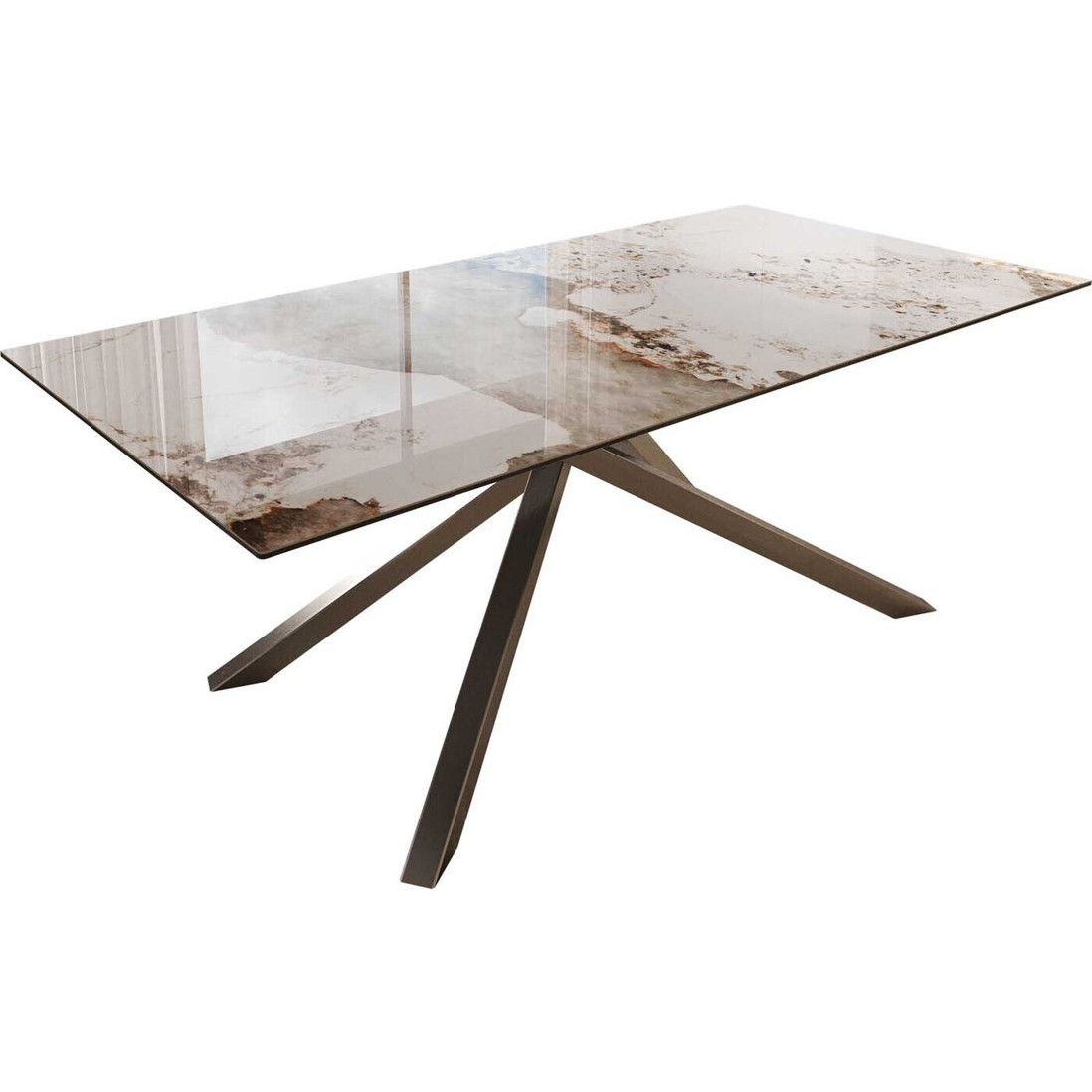 DeLife Esstisch Edge 200x100 cm – Keramik Minas Melange in Weiß-Beige (37862)