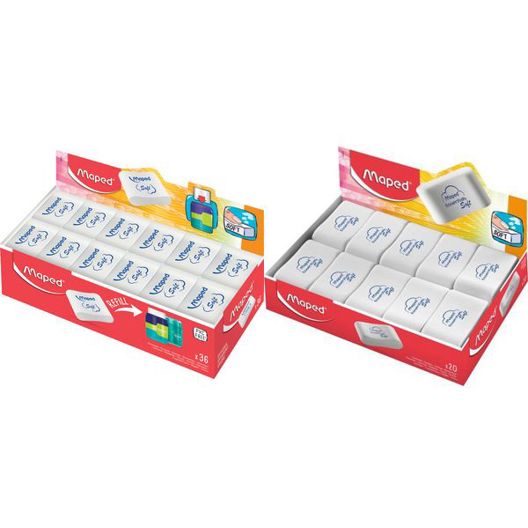 Essentials Soft Kunststoff-Radierer - Weiß, 20er Display