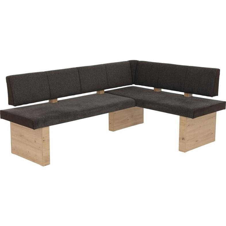 Hela Eckbank Linn - Sitzgruppe 200x140x83 cm - Webstoff Braun & Eiche Holzdekor