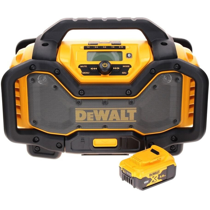 DeWalt DCR 027 N DAB+ Akku Radio (10,8-18,0 V) - Inkl. 1x Akku 5,0 Ah - Ohne Ladegerät - Bluetooth - Schwarz/Gelb