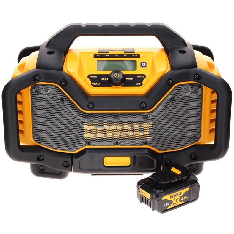 DeWalt DCR 027 N Akku Radio DAB+ 10,8-18,0 V mit 1x 4,0 Ah Akku - Bluetooth, DAB+ & FM - Gelb - Ohne Ladegerät