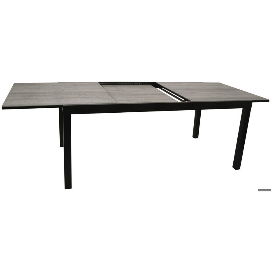 DEGAMO Gartentisch FARO - Ausziehtisch 200/300x110 cm - Aluminium anthrazit & Glas in Keramikoptik hellgrau